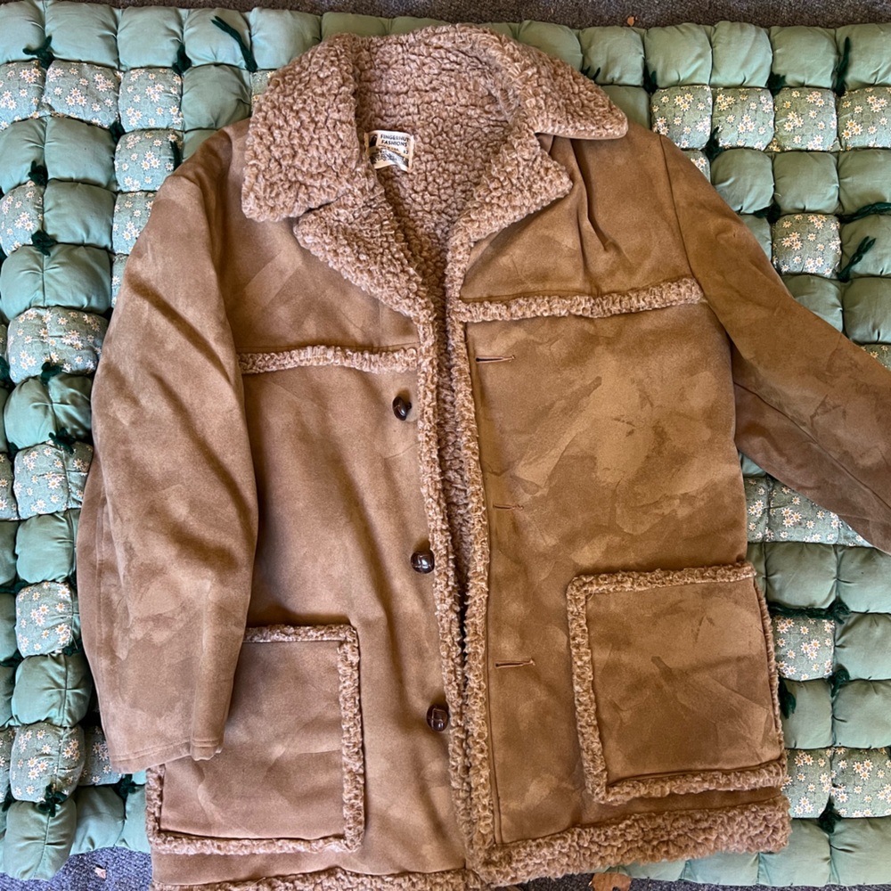 Brown Shearling Coat With Button Closure - image 1